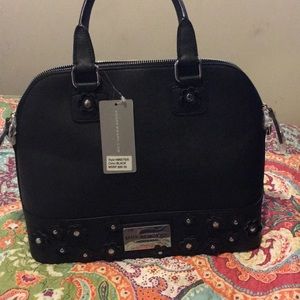 Beautiful Black  satchel with flowers 🌸 details